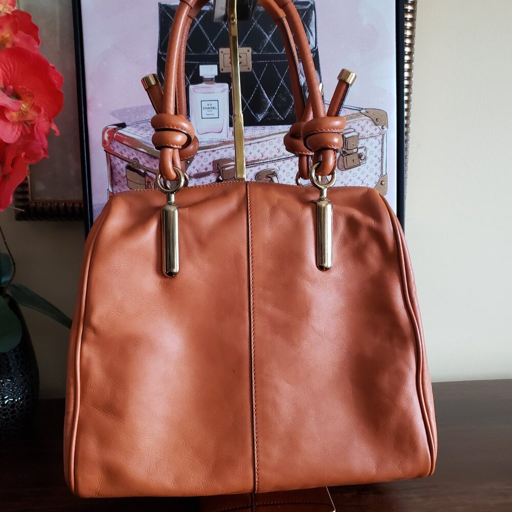 Beautiful Unique Chloe Handbag Orange Leather Gold Hardware